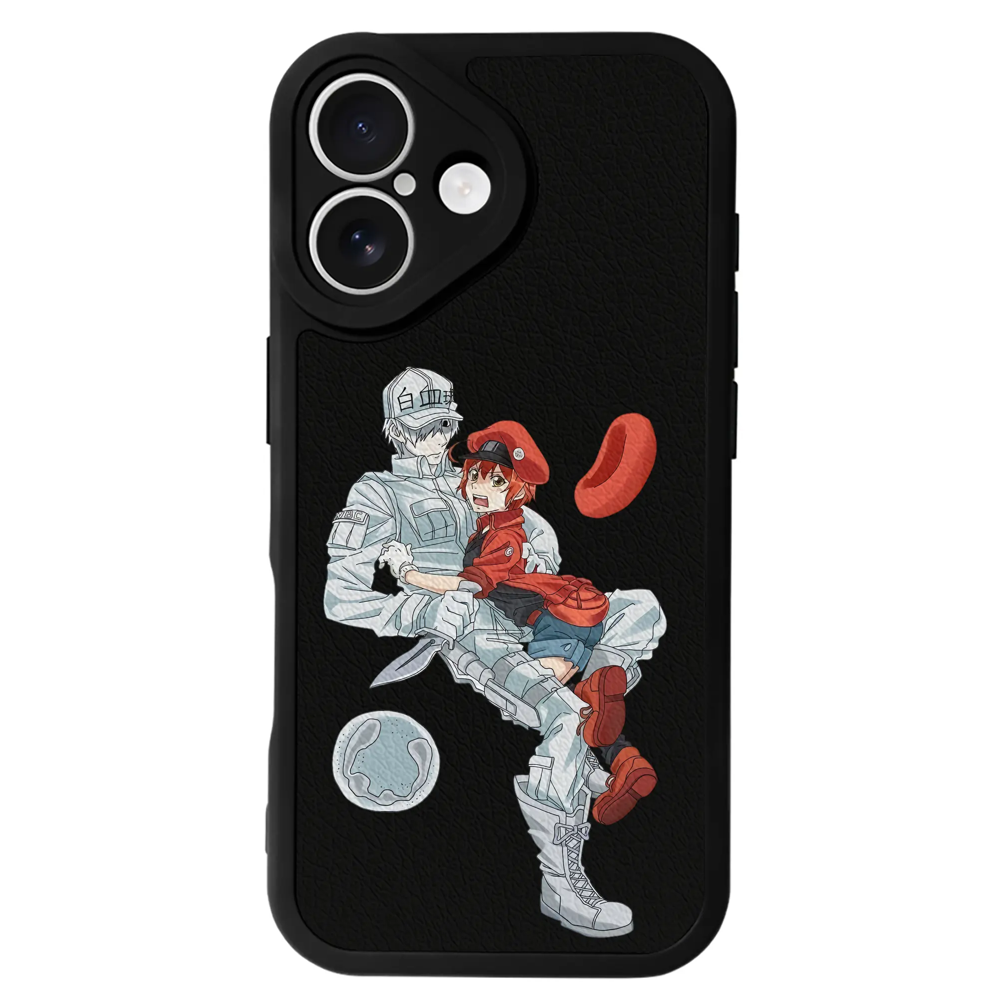 はたらく細胞 グッズ,白血球 - IPhone 16シリーズ対応 ・ シリコンスマホケース ・ レザー調 ・ 高精度フィット ・ 耐衝撃 ・ ワイヤレス充電対応 ・ 精密カット